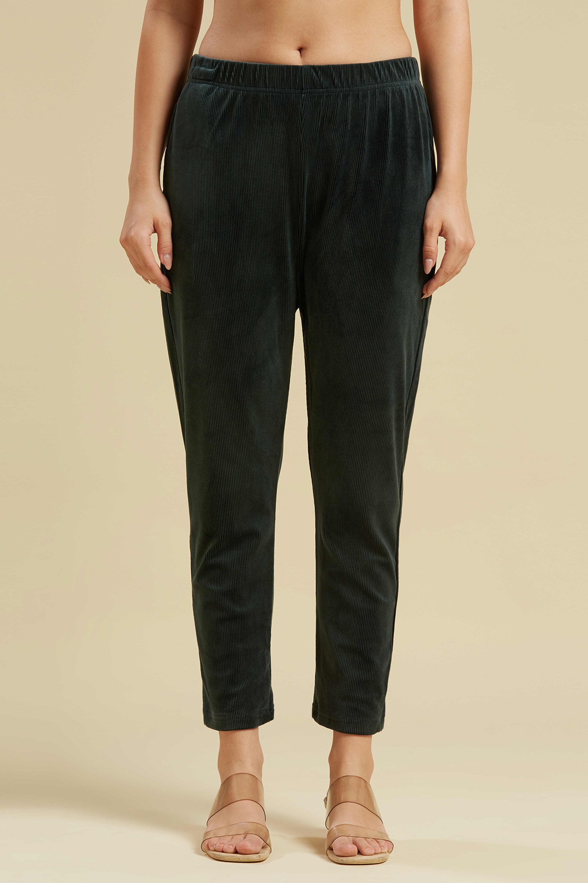 green-embroidered-velvet-front-slit-top-bottom-set
