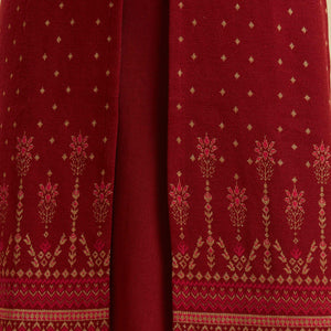 Maroon Floral Woolen Top Bottom Set