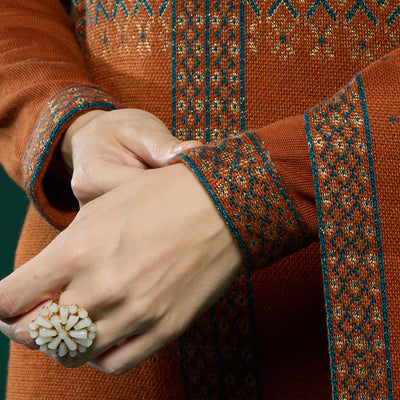 Dark Rust Floral Woolen Salwar Suit