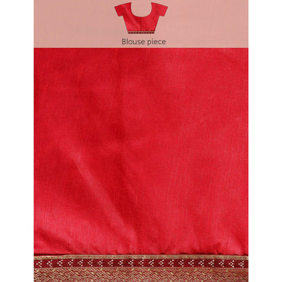 Maroon Bandhani Foil Printed Vichitra Silk Saree