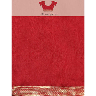 Maroon Solid Vichitra Silk Saree With Fancy Zari Border