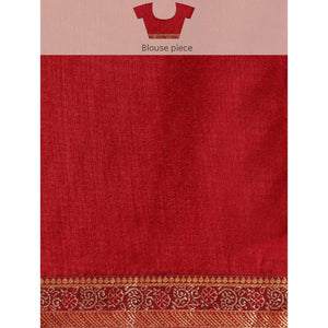 Maroon Swarovski Work Vichitra Silk Saree With Fancy Border