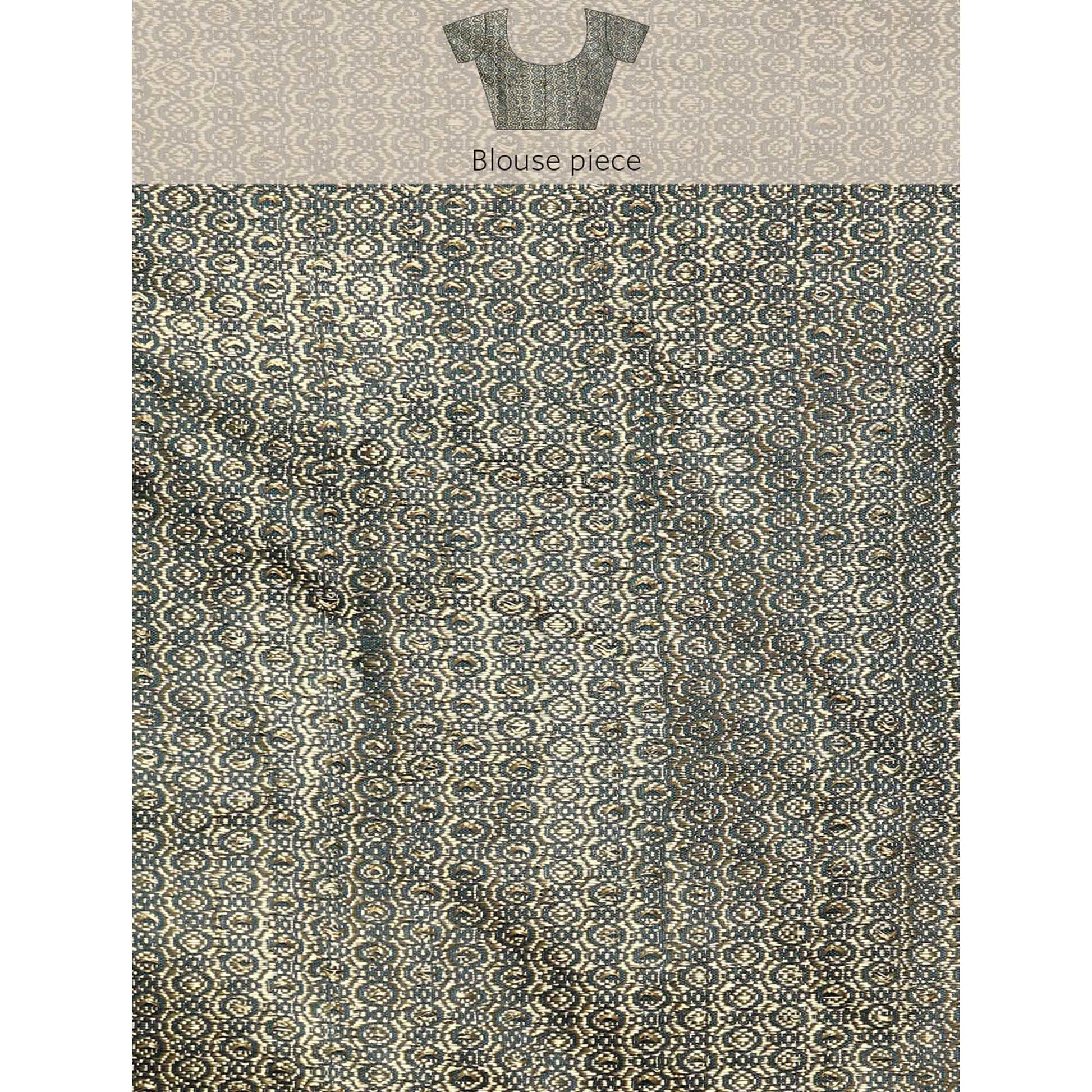 Blue Swarovski Work Chiffon Saree With Zari Border