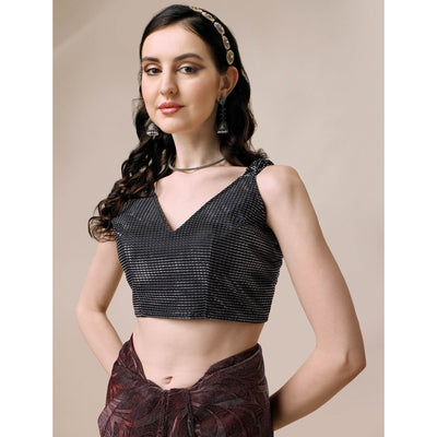 Maroon Floral Printed Rayon Saree