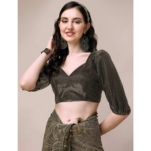 Mehendi Green Floral Printed Rayon Saree