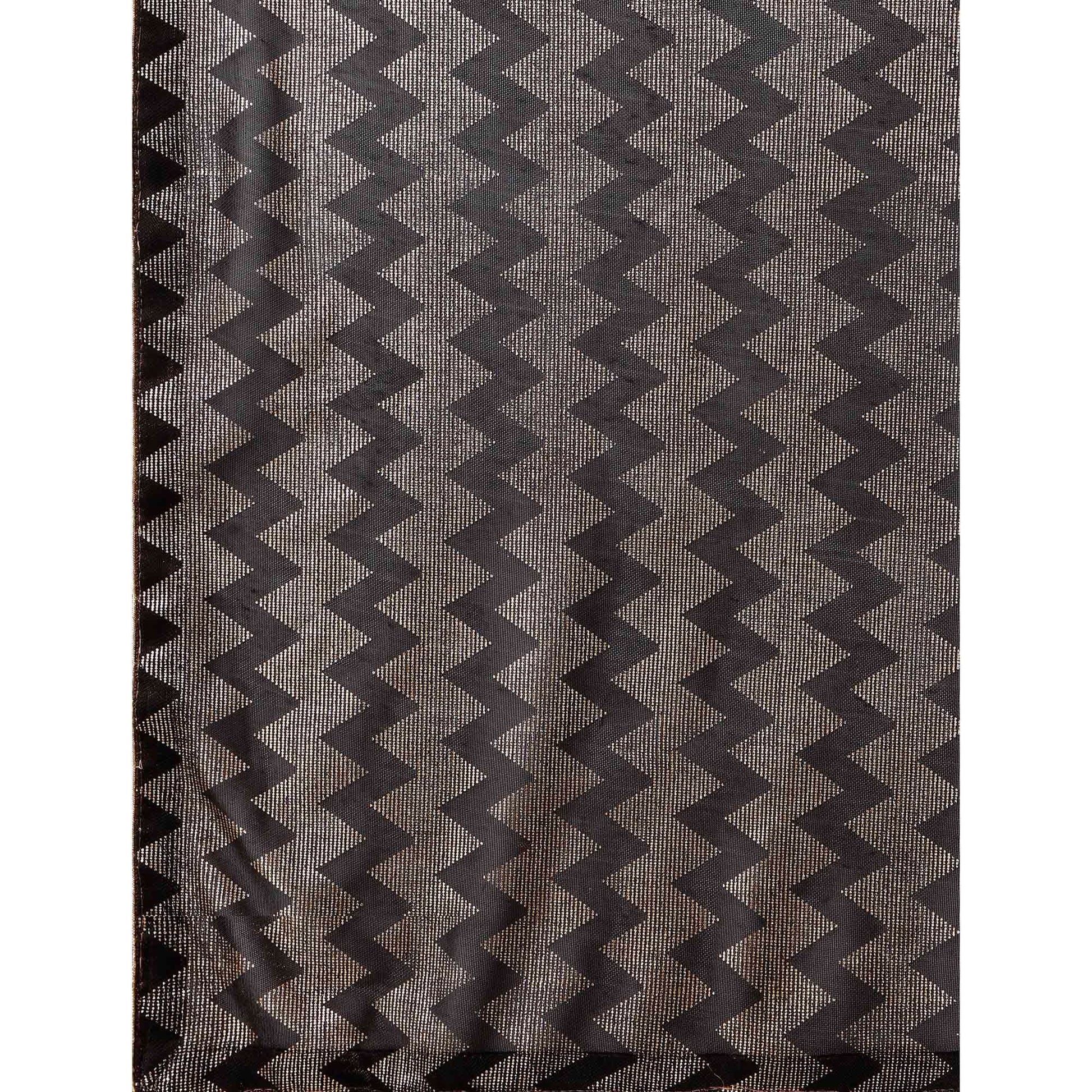 Brown Digital Foil Printed Rayon Saree