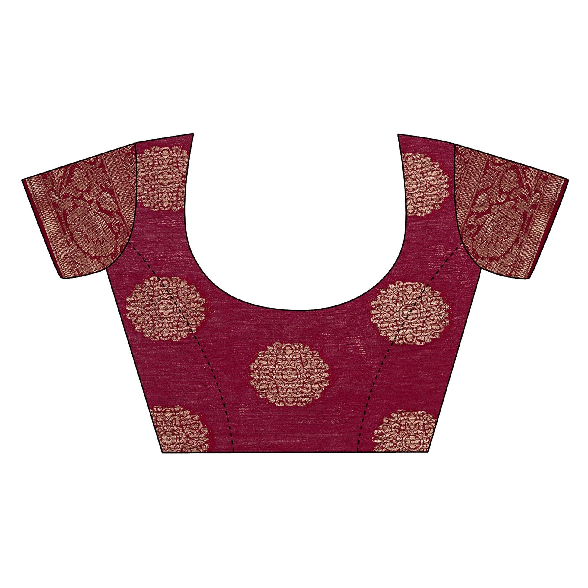 Maroon Woven Chiffon Saree With Tassels