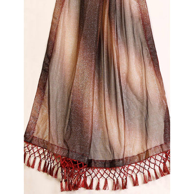 Brown Ombre Printed Lycra Ready To Wear Saree