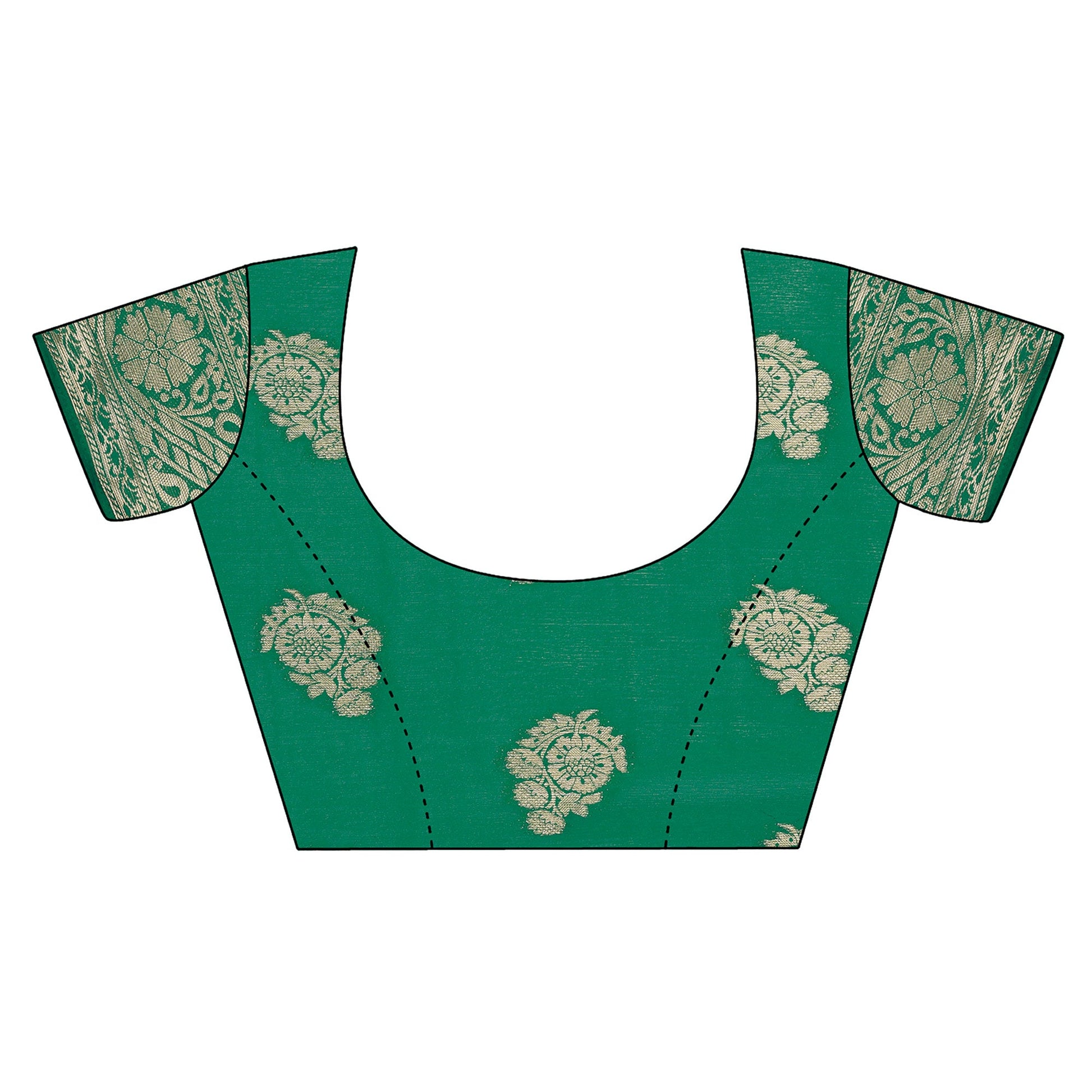 green-woven-chiffon-saree-with-tassels-1