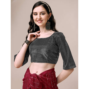 Maroon Striped Foil Printed Rayon Saree