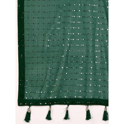 green-tikali-work-lycra-saree-with-tassels