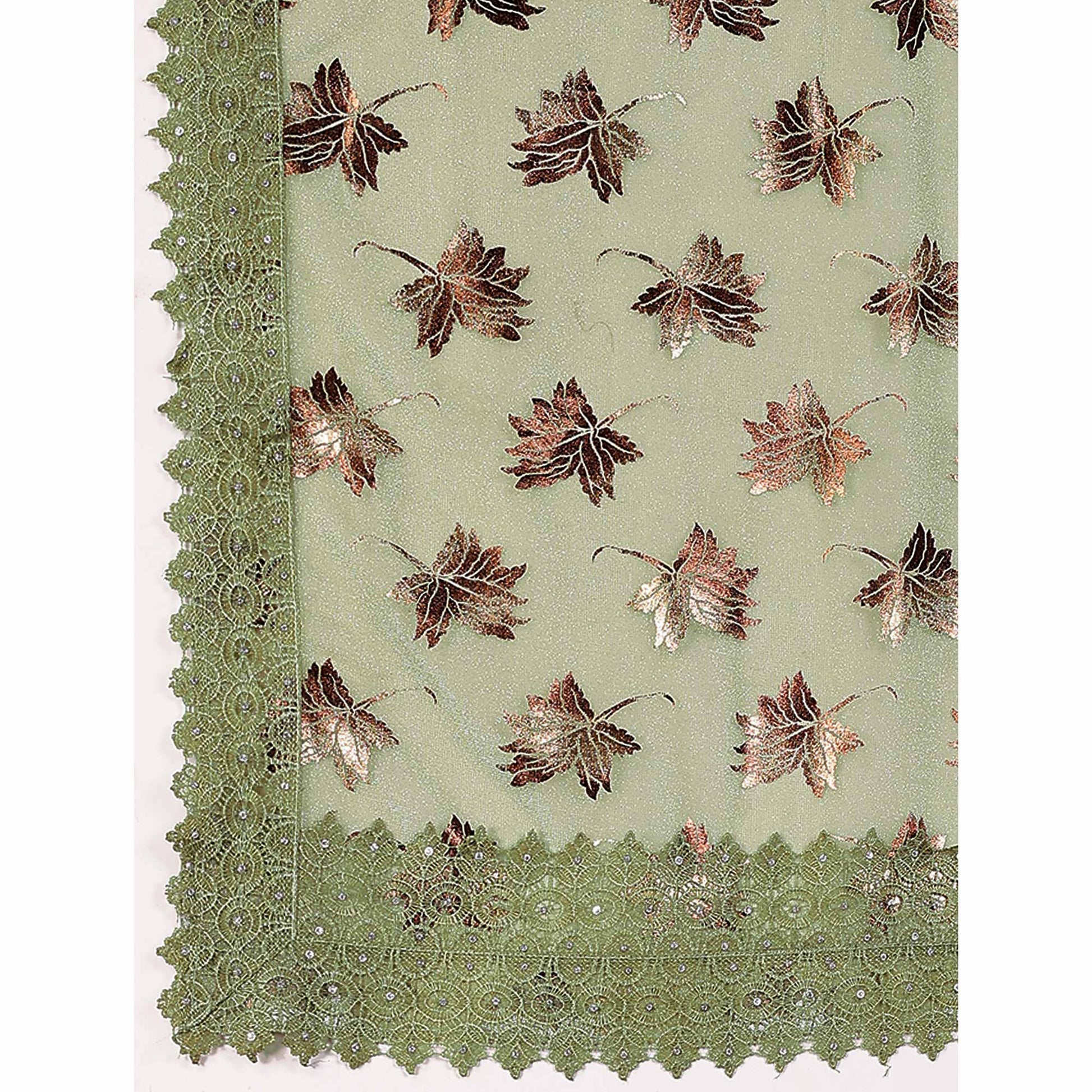 green-foil-printed-lycra-saree-with-embroidered-lace-border