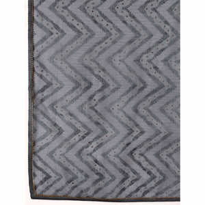 Grey Printed With Zari Work Cotton Silk Saree With Lace Border