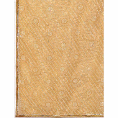 Chikoo Printed With Zari Work Cotton Silk Saree With Lace Border