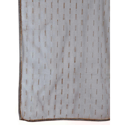 Grey Zari Printed Cotton Silk Saree Lace Border