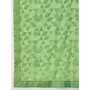 green-geometric-printed-chiffon-saree-with-lace-border