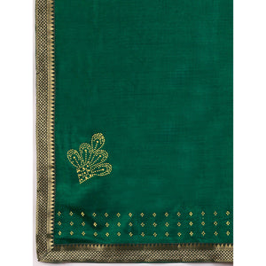 green-swarovski-work-vichitra-silk-saree-with-lace-border