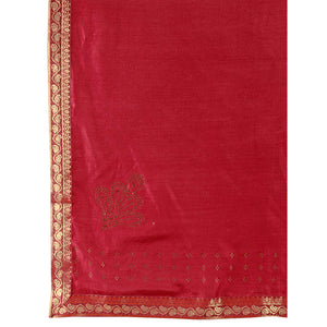 Maroon Swarovski Work Vichitra Silk Saree With Lace Border