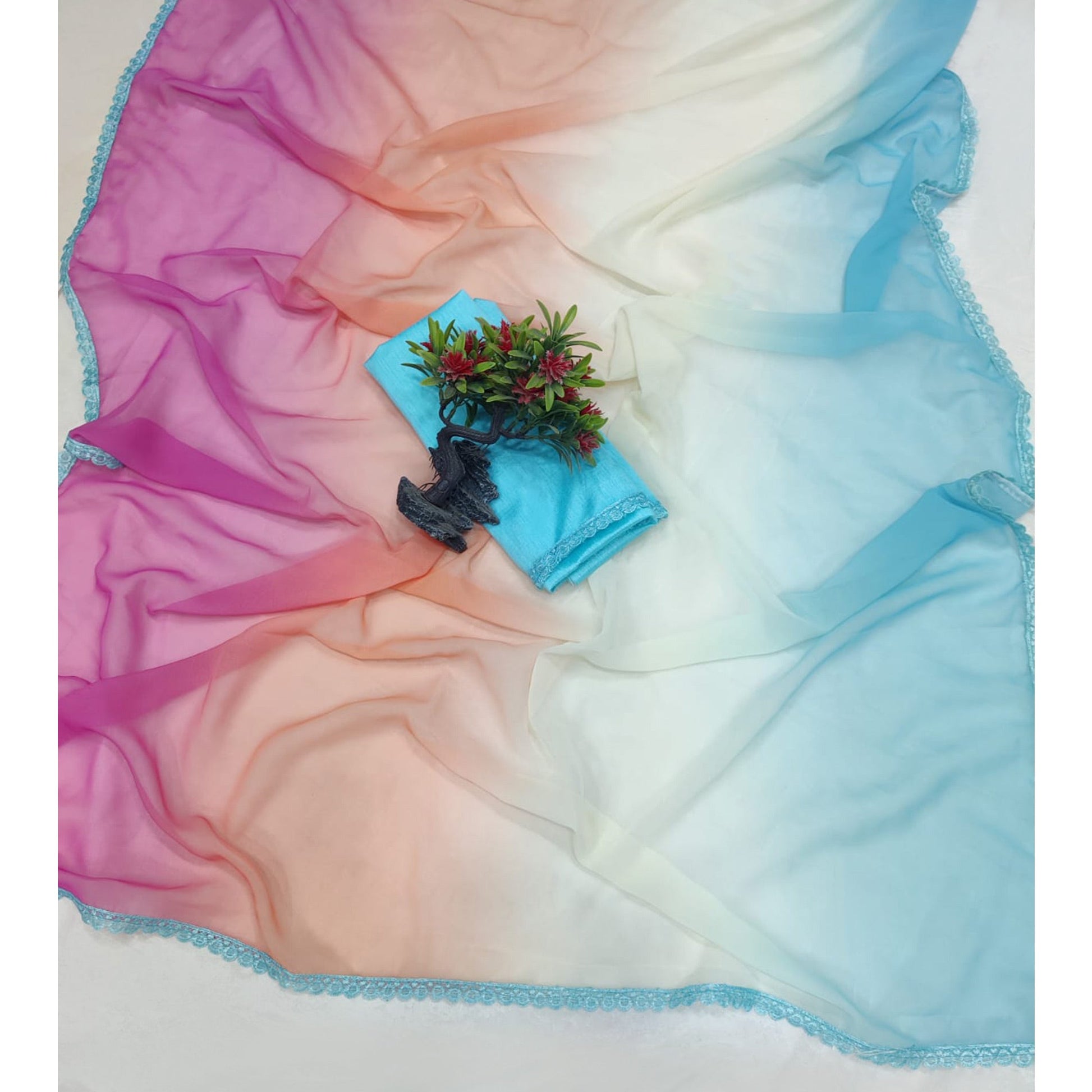 Multicolor Digital Printed Georgette Saree