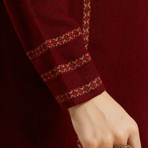 Maroon Woven Woolen Straight Top Bottom Set