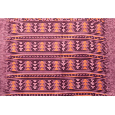 Dark Mauve Floral Printed Khadi Saree