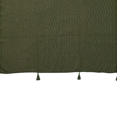 Mehendi Green Mukaish Work Silk Saree With Tassels