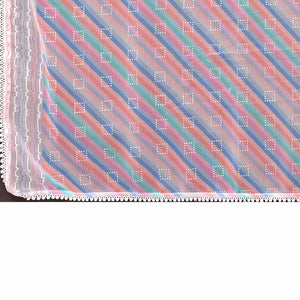 Lavender Printed Striped Printed Ready To Wear Georgette Saree