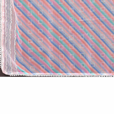 Lavender Printed Striped Printed Ready To Wear Georgette Saree