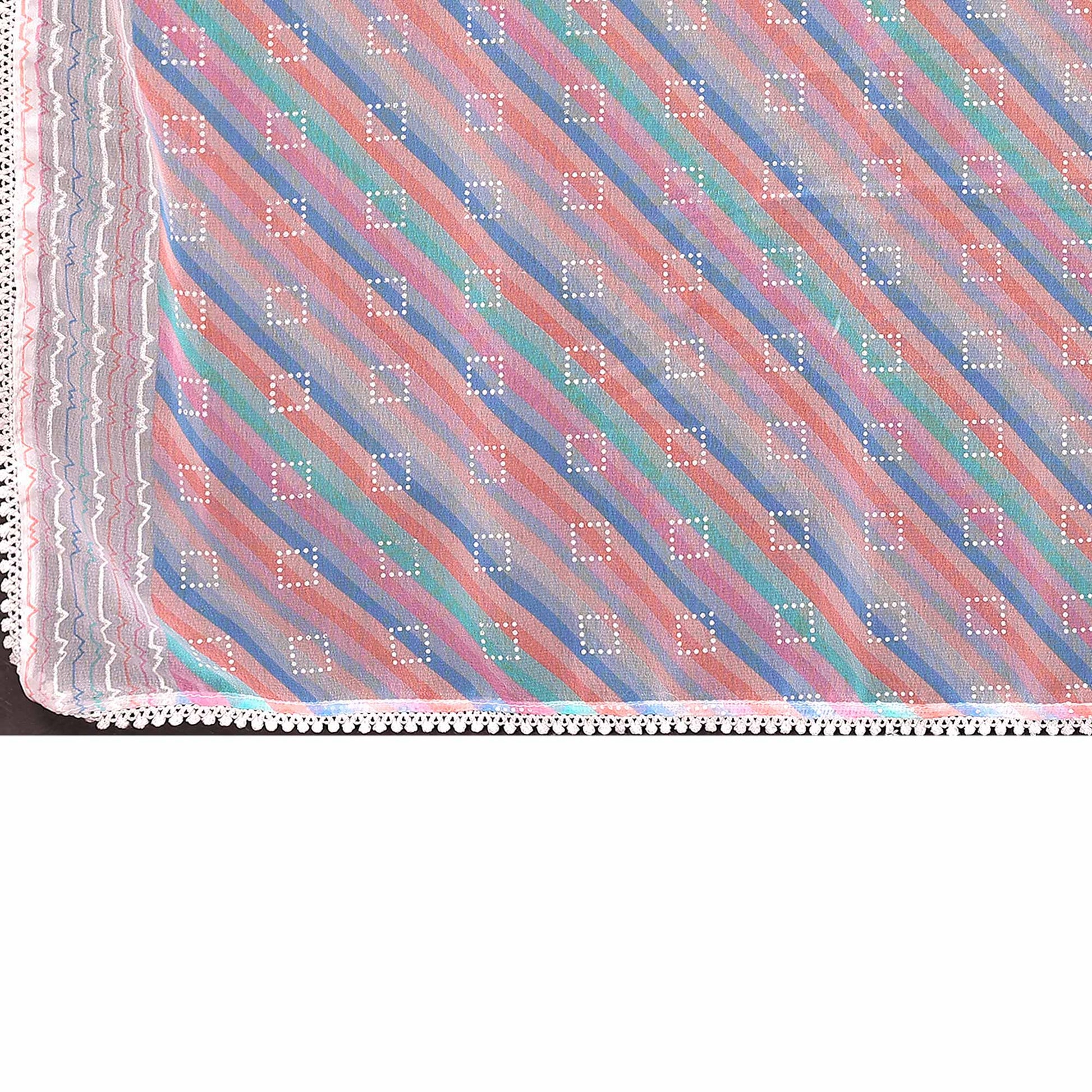 Lavender Printed Striped Printed Ready To Wear Georgette Saree