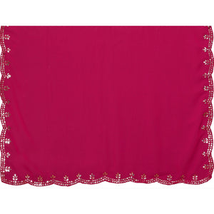 Dark Pink Embellished Georgette Saree With Mirror Work