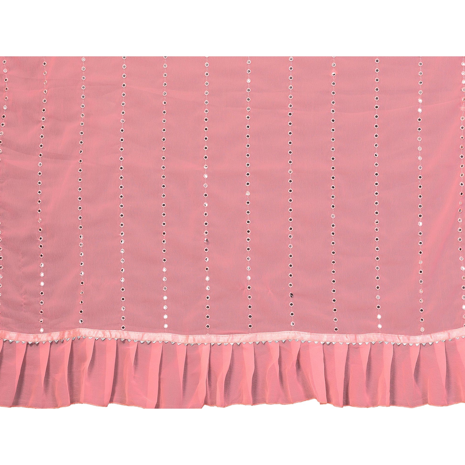 Light Pink Embroidered Georgette Ruffle Saree