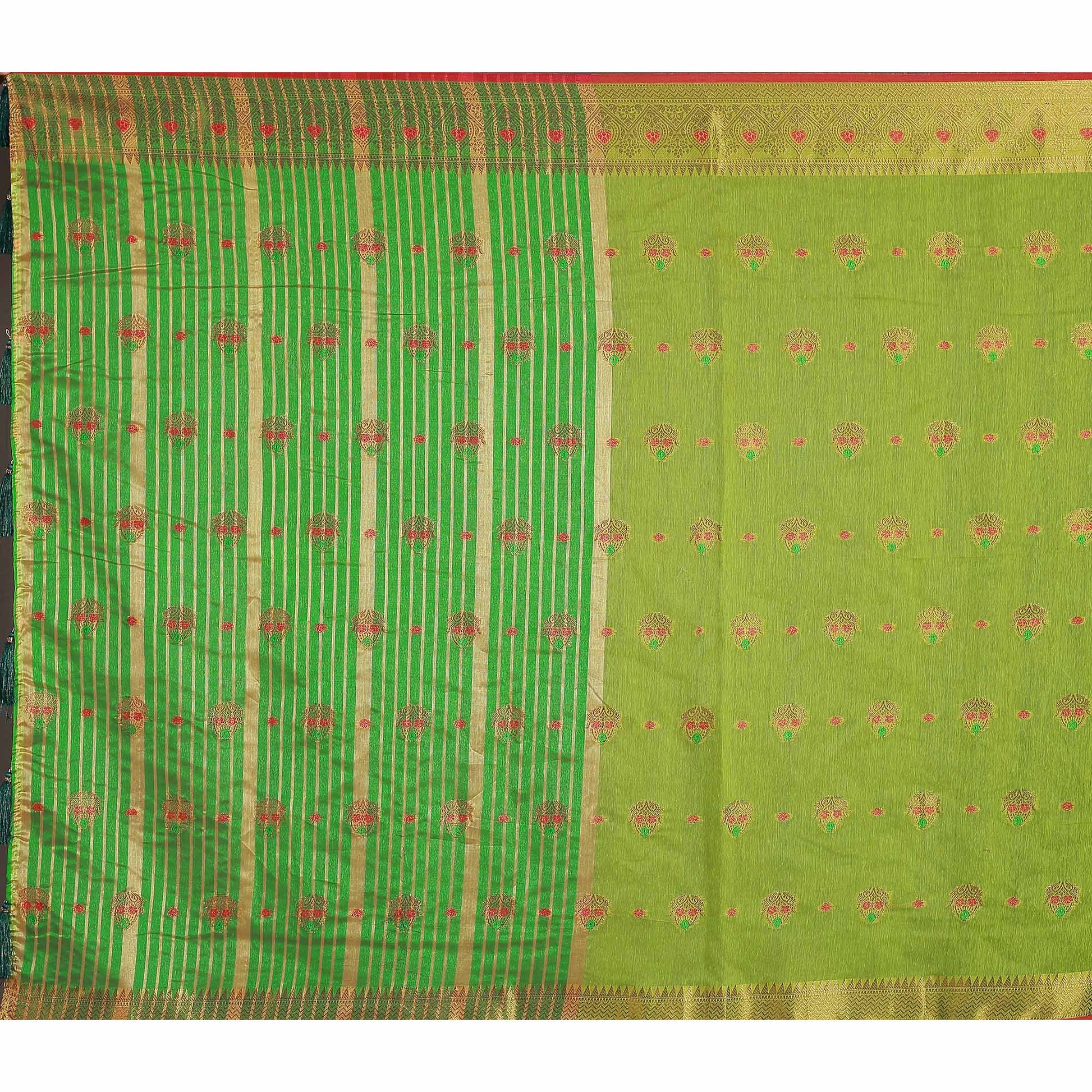 yellow-floral-woven-cotton-silk-saree-with-tassels-10