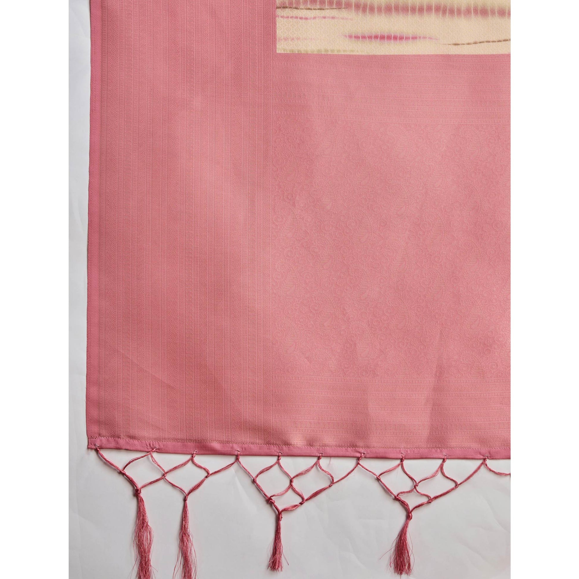 Gajari Pink Woven With Digital Printed Banarasi Silk Saree
