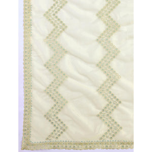 Light Olive Green Sequins Embroidered Shimmer Net Saree