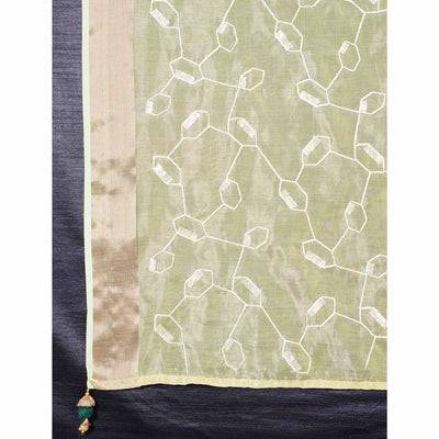 green-sequins-embroidered-cotton-silk-saree