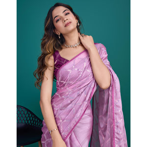 Lavender Sequins Embroidered Georgette Saree