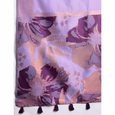 Lavender Floral Woven Banarasi Silk Saree