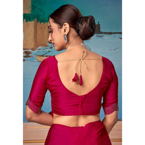 Cherry Pink Swarovski Work Satin Saree