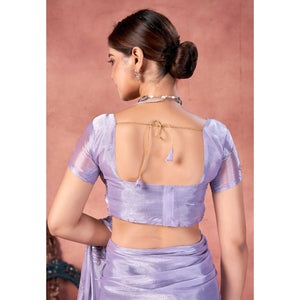 Lavender Floral Sequins Embroidered chiffon Saree