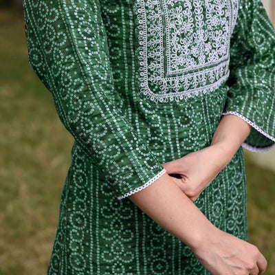 green-foil-bandhani-printed-with-embroidered-rayon-kurti