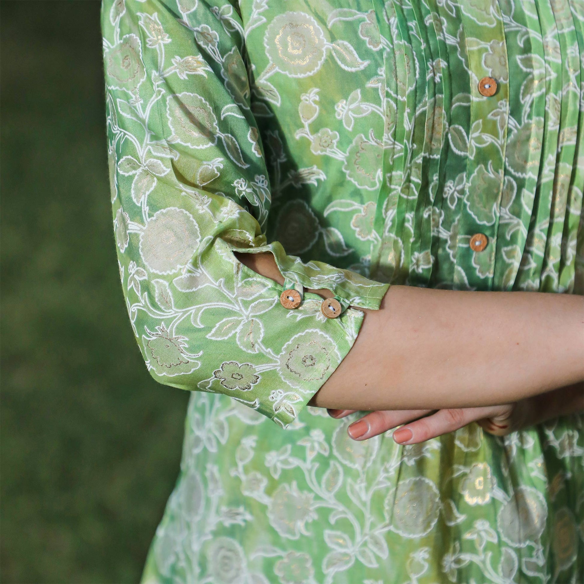 green-floral-foil-printed-modal-top