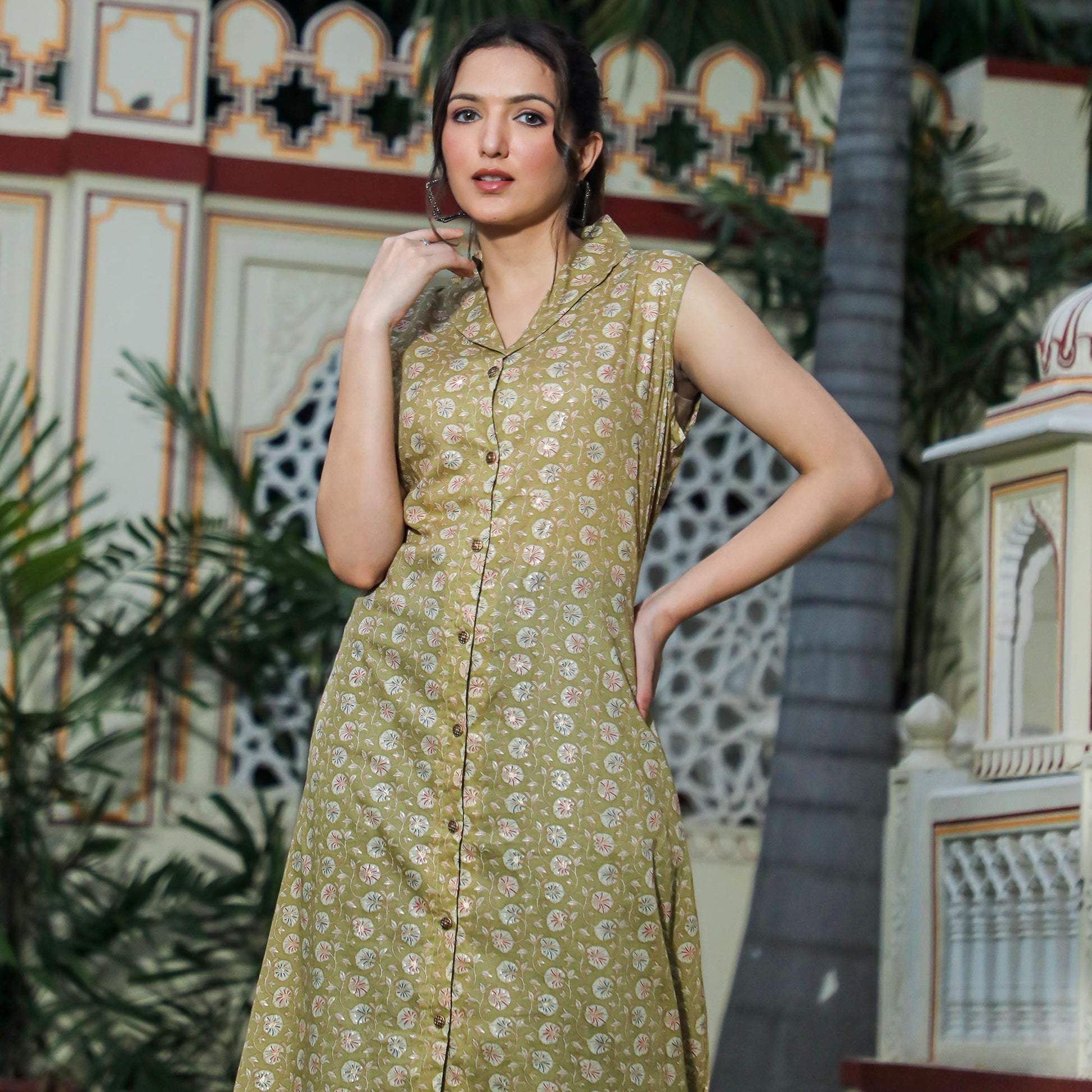 green-floral-foil-printed-pure-cotton-dress