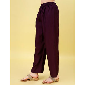 Dark Wine Mirror Embroidered Viscose Salwar Suit