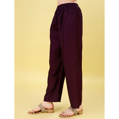 Dark Wine Mirror Embroidered Viscose Salwar Suit