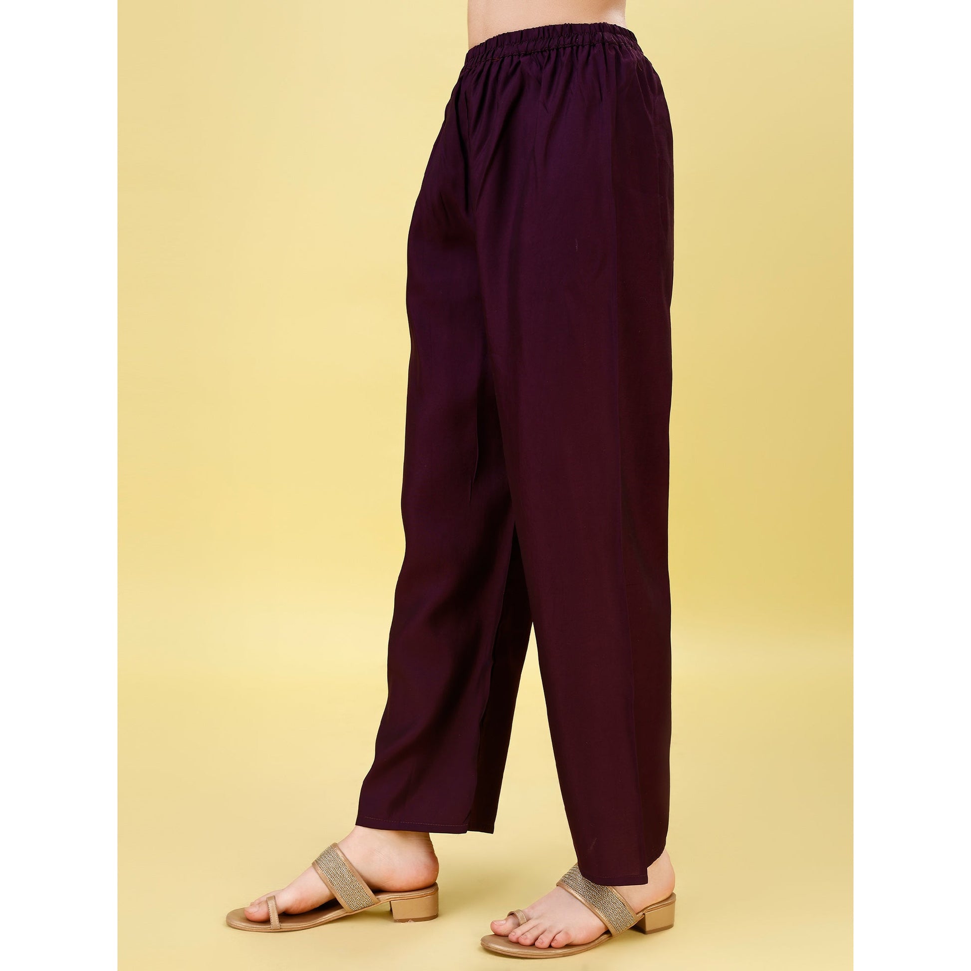 Dark Wine Mirror Embroidered Viscose Salwar Suit