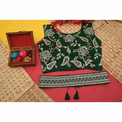 green-foil-printed-with-embroidered-border-chinon-saree-1