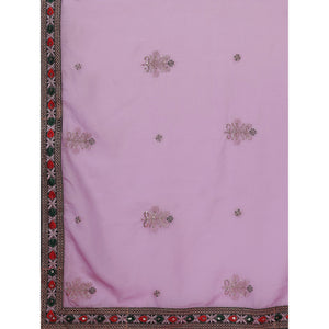 Lavender Floral Sequins Embroidered Organza Saree