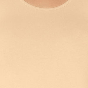 Broad Strapped Body Hugging Cotton Tank Top (Pack of 2) - Nude-White