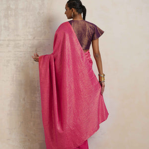 trueBrowns Pink Gold Metallic Ready To Wear Saree