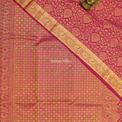 Pink With Golden Border Kanjivaram Silk Saree